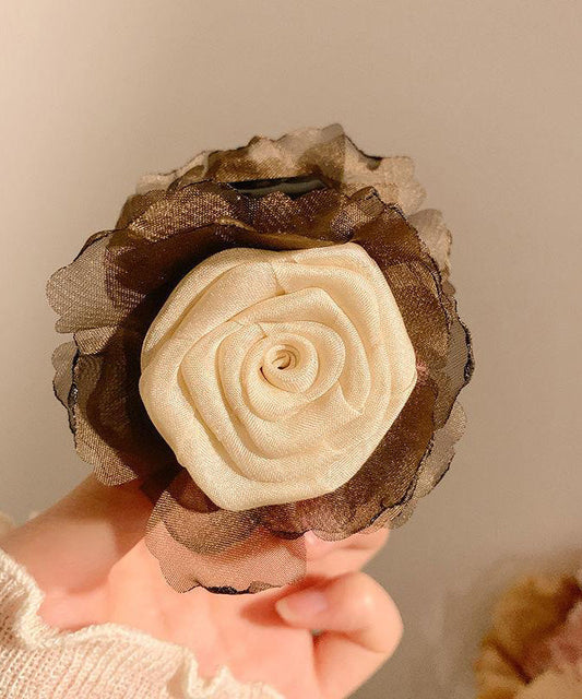 Chinese Style Coffee Tulle Rose Hairpin RG012 ABC