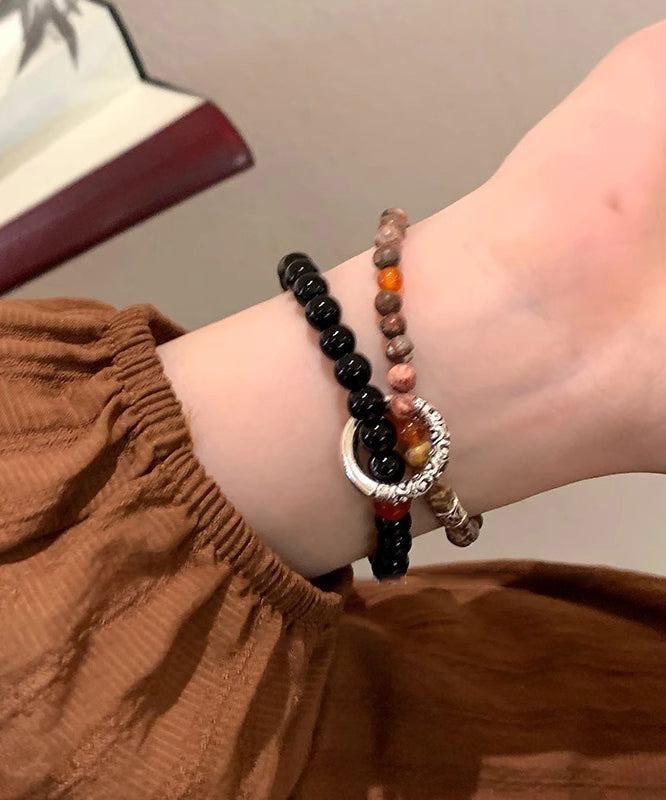 Chinese Ping Copper Glass Style Buckle Bracelet Beading Overgild FashionChic