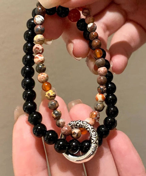 Chinese Ping Copper Glass Style Buckle Bracelet Beading Overgild FashionChic