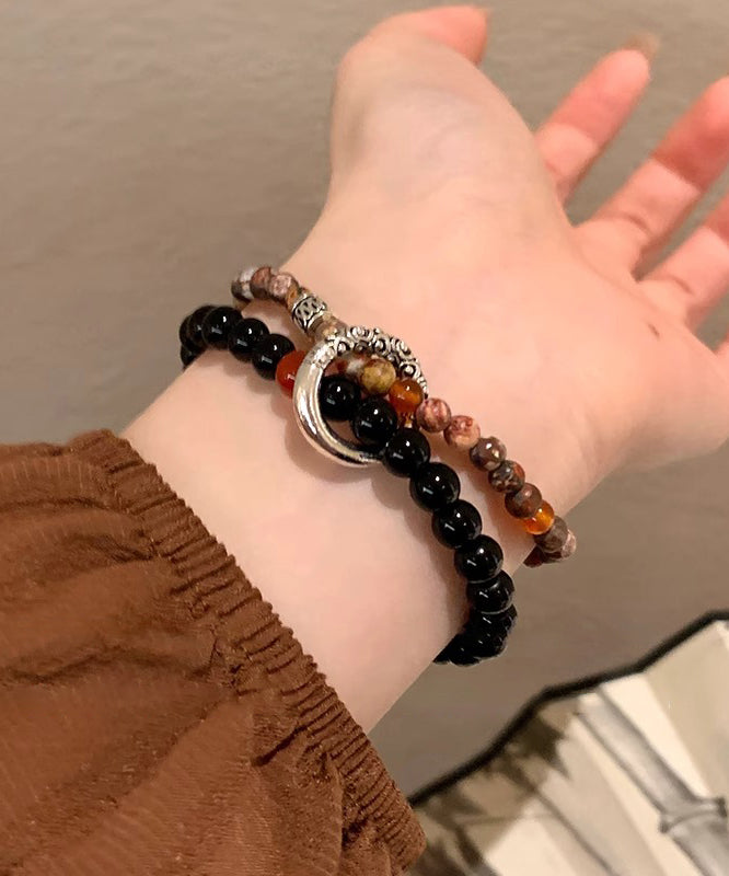 Chinese Ping Copper Glass Style Buckle Bracelet Beading Overgild FashionChic