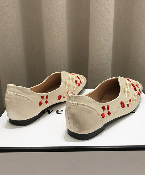 Fabric Cotton Apricot Chinese Flat Style Shoes Embroidered FashionChic