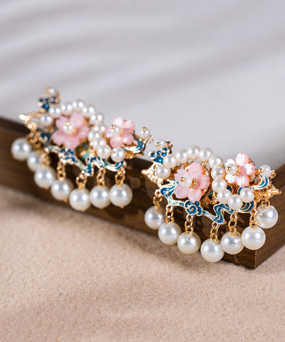 Pearl Floral Gold Style Alloy Hairpin Chinese Tassel FashionChic