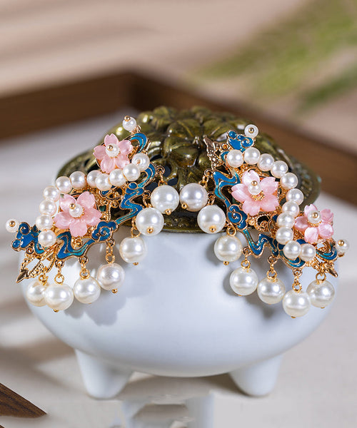 Pearl Floral Gold Style Alloy Hairpin Chinese Tassel FashionChic