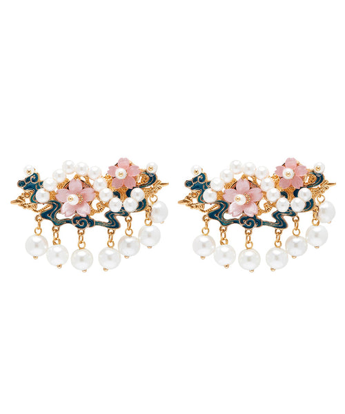 Pearl Floral Gold Style Alloy Hairpin Chinese Tassel FashionChic