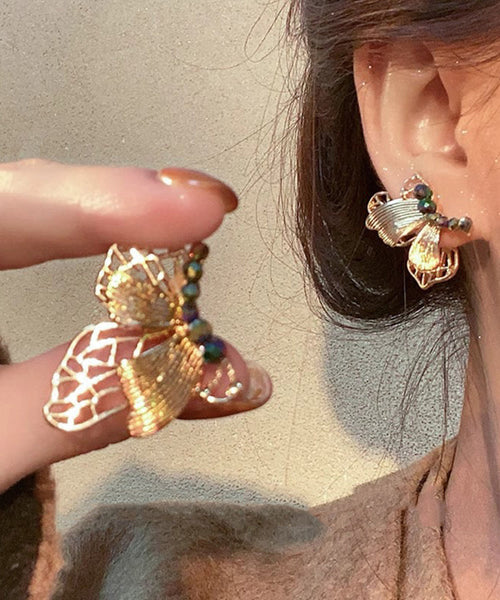 Style Dharma Ancient Stud Gold Chinese Butterfly Resin FashionChic