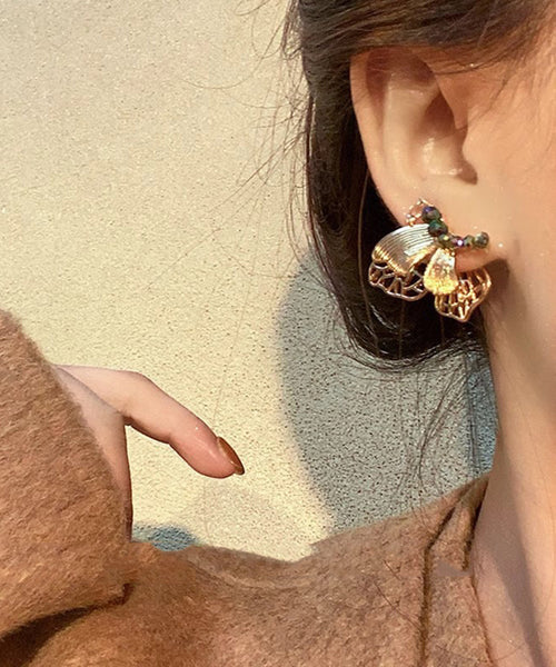 Style Dharma Ancient Stud Gold Chinese Butterfly Resin FashionChic