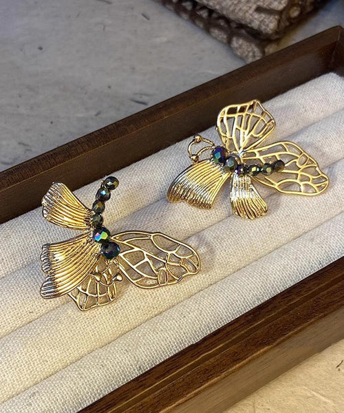 Style Dharma Ancient Stud Gold Chinese Butterfly Resin FashionChic