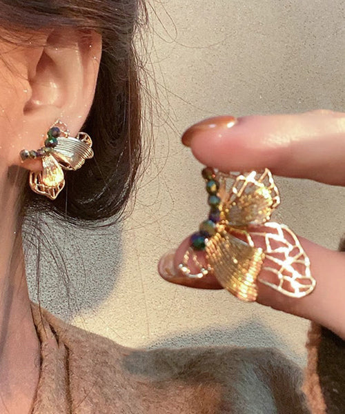 Style Dharma Ancient Stud Gold Chinese Butterfly Resin FashionChic