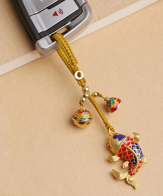 Chinese Style Gold Ancient Gold Brocaded Carp Keychains TX032