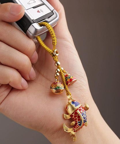 Chinese Style Gold Ancient Gold Brocaded Carp Keychains TX032