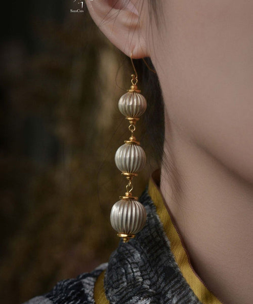 Alloy Style LanternDrop Copper Earrings Gold Chinese FashionChic