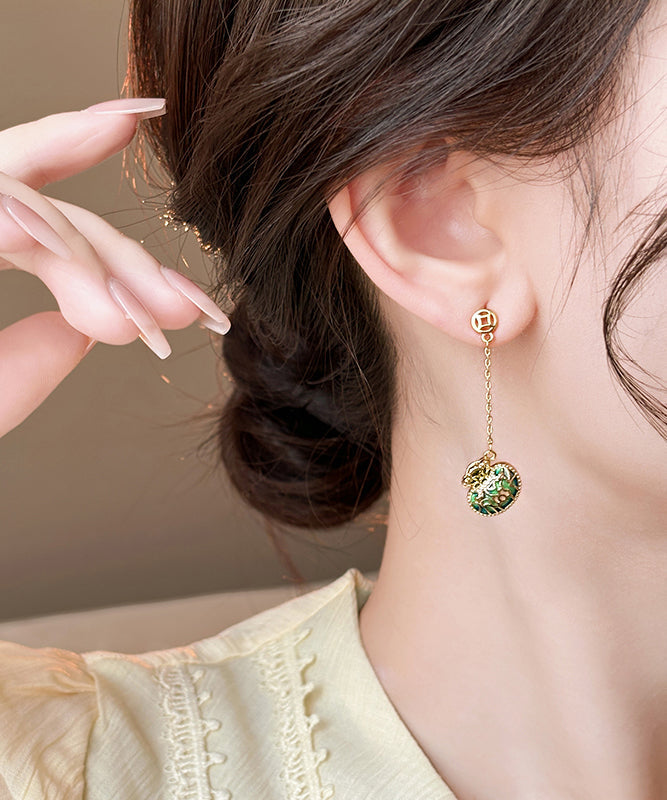 Chinese Style Gold Copper Alloy Money Bag Tassel Drop Earrings WI004 JEW-EAR241105