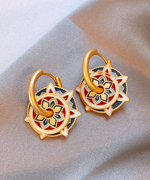 Chinese Style Gold Sterling Silver Overgild Hoop Earrings II013 JEW-EAR240825