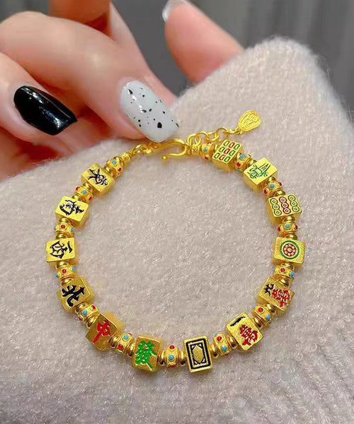 Sterling Silver Gold Charm Mahjong Style Overgild Chinese FashionChic