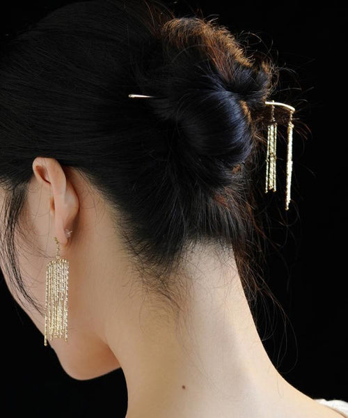 Hairpin Chinese Gold Sterling Style Silver Tassel Overgild FashionChic