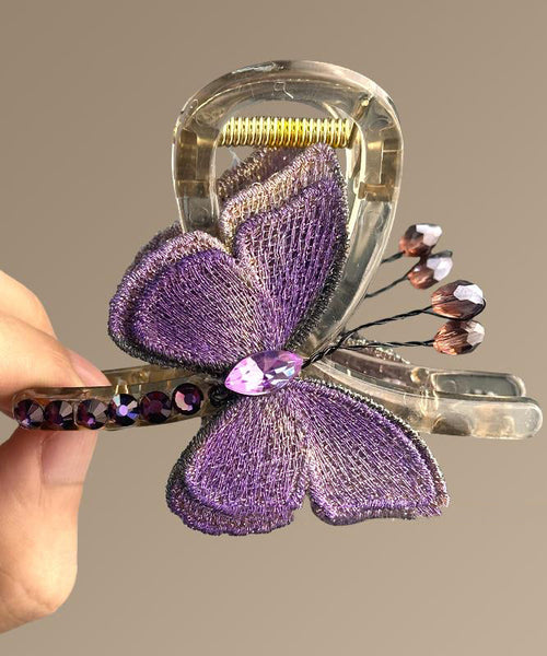 Zircon Butterfly Embroidery Green Chinese Hairpin Style Acrylic FashionChic