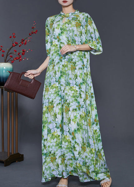 Chinese Style Green Print Cotton Cheongsam Dresses Summer SD1083 Ada Fashion