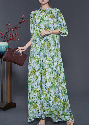 Chinese Style Green Print Cotton Cheongsam Dresses Summer SD1083 Ada Fashion