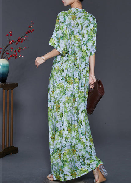 Chinese Style Green Print Cotton Cheongsam Dresses Summer SD1083 Ada Fashion