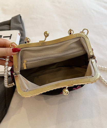 Green Bag Zircon Tote Print Chinese Tassel Style FashionChic