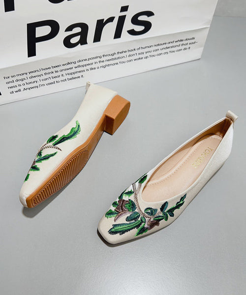Shoes Satin Embroidered Chinese Flat Feet Green Style FashionChic