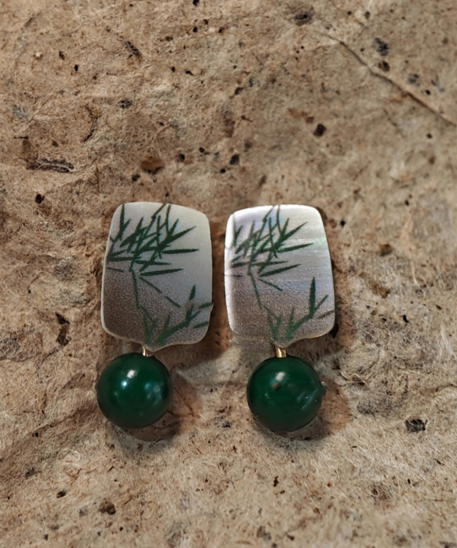Style Overgild Silver Sterling Earrings Drop Green Agare Chinese FashionChic