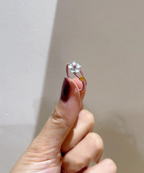 Chinese Style Mulberry Hand Woven Glaze Floral Rings PO001 JEW-RIN240729