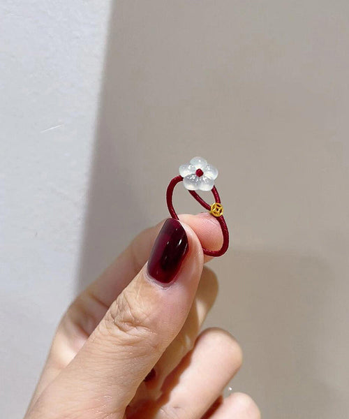 Chinese Style Mulberry Hand Woven Glaze Floral Rings PO001 JEW-RIN240729