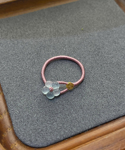 Chinese Style Mulberry Hand Woven Glaze Floral Rings PO001 JEW-RIN240729