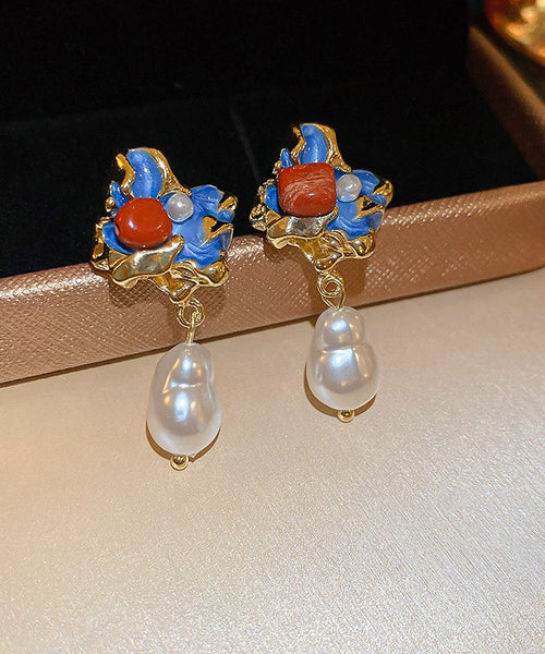 Multicolor Style Drip Alloy Glaze Asymmetrical Pearl Chinese Drop FashionChic