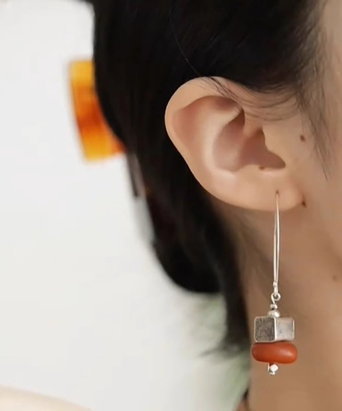 Chinese Style Orange Sterling Silver Beeswax Small Persimmon Cakes Drop Earrings II031 JEW-EAR240825