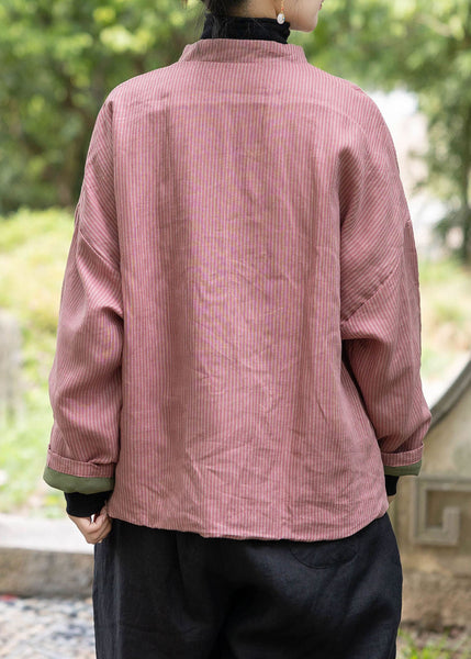 Chinese Style Pink Oriental Button Fine Cotton Filled Coat Spring TJ003