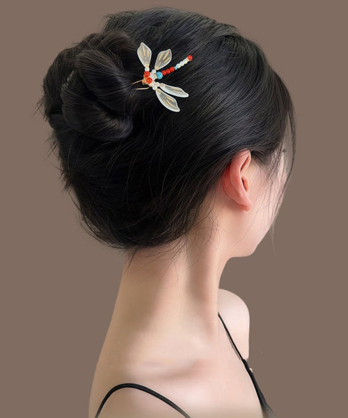 Dragonfly Style Rainbow Chinese Hairpin Overgild U-Shaped FashionChic