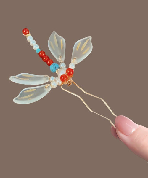 Dragonfly Style Rainbow Chinese Hairpin Overgild U-Shaped FashionChic