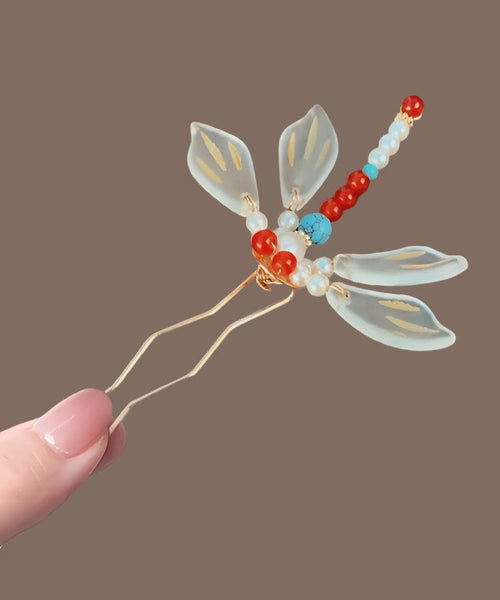 Dragonfly Style Rainbow Chinese Hairpin Overgild U-Shaped FashionChic