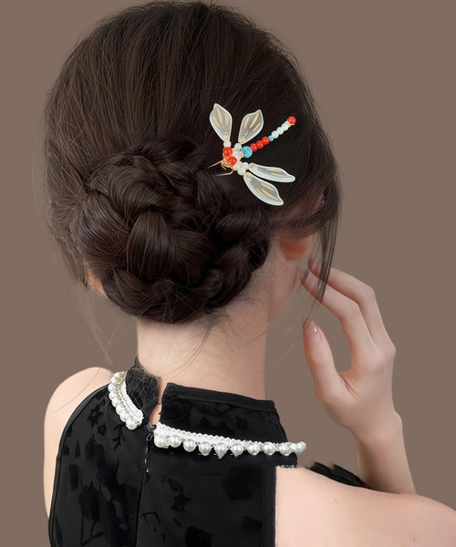 Dragonfly Style Rainbow Chinese Hairpin Overgild U-Shaped FashionChic
