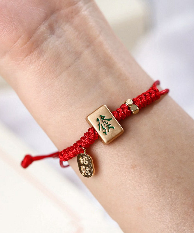Weave Red Mahjong Bracelet Style Charm Chinese Alloy FashionChic
