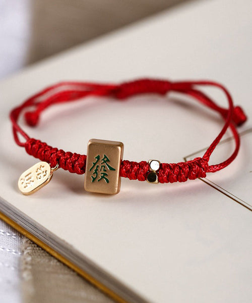 Weave Red Mahjong Bracelet Style Charm Chinese Alloy FashionChic