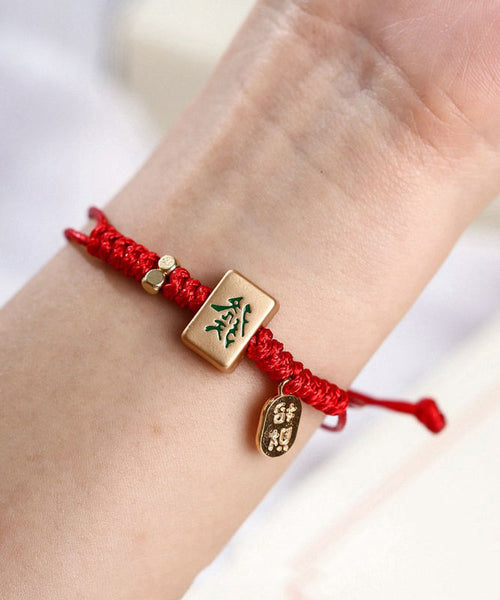 Weave Red Mahjong Bracelet Style Charm Chinese Alloy FashionChic