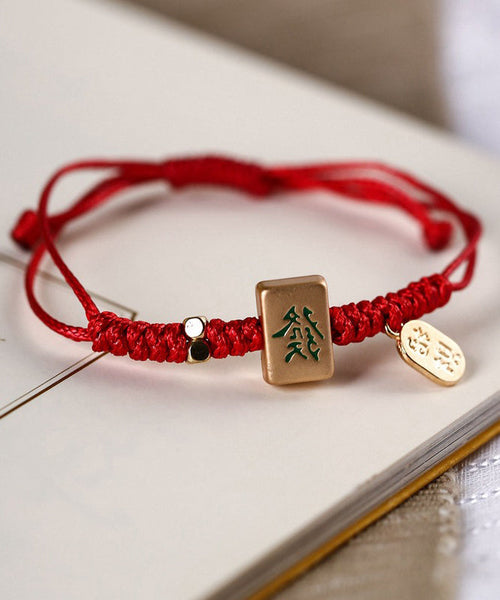 Weave Red Mahjong Bracelet Style Charm Chinese Alloy FashionChic