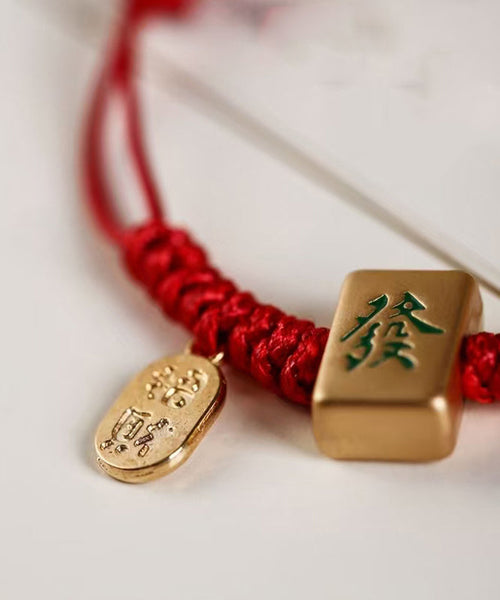 Weave Red Mahjong Bracelet Style Charm Chinese Alloy FashionChic