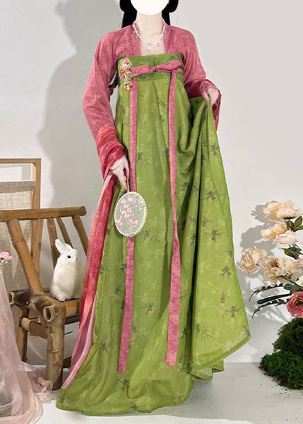 Two Set Fall Print Chinese Maxi And Piece Top Red Style Skirts FashionChic