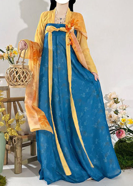 Two Set Fall Print Chinese Maxi And Piece Top Red Style Skirts FashionChic