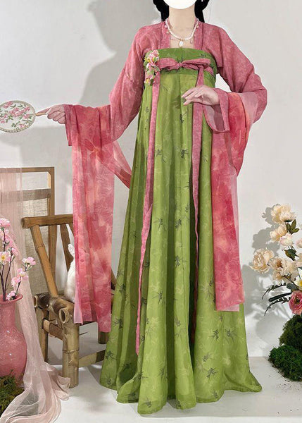 Two Set Fall Print Chinese Maxi And Piece Top Red Style Skirts FashionChic