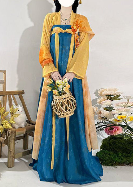 Two Set Fall Print Chinese Maxi And Piece Top Red Style Skirts FashionChic