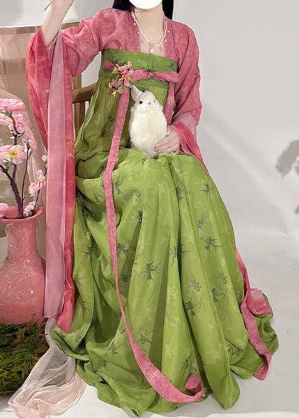 Two Set Fall Print Chinese Maxi And Piece Top Red Style Skirts FashionChic