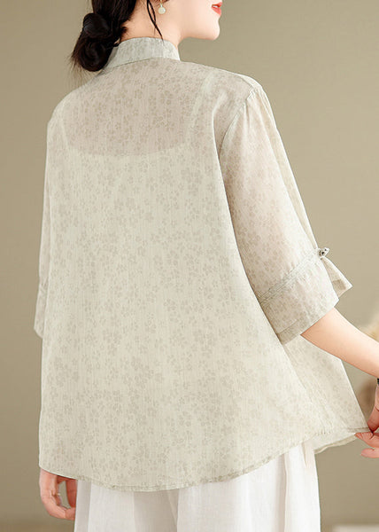 Jacquard Top Stand Embroidered Summer Collar Cotton Style Chinese FashionChic
