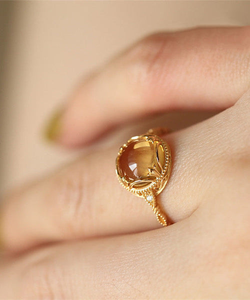 Style Crystal Silver Yellow Overgild Rings Chinese Sterling FashionChic