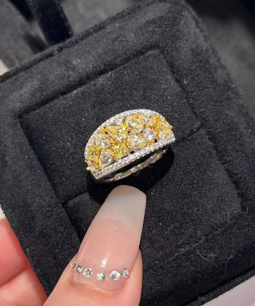 Yellow Style Silver Overgild Chinese Rings Sterling Zircon FashionChic