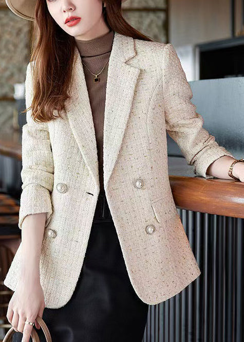 Classy Apricot Double Breast Woolen Coat Spring YJ038 ABC
